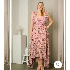 Rosevelvet PLUS SIZE SLEEVELESS RUFFLE SQUARE NECK FLORAL MAXI DRESS