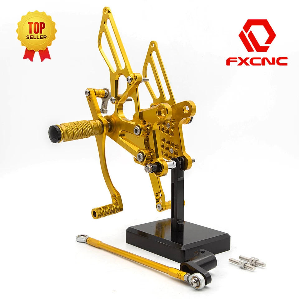 FXCNC CNC Rearset Foot Pegs Footrest For CBR300RR 2011 2012 2013 2014 2015 Gold - Imagem 3 de 4