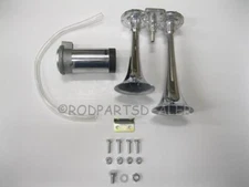 12v Car Truck Chrome Dual Trumpet Compact Train Air Horn Kit 115dB LOUD 12 volt