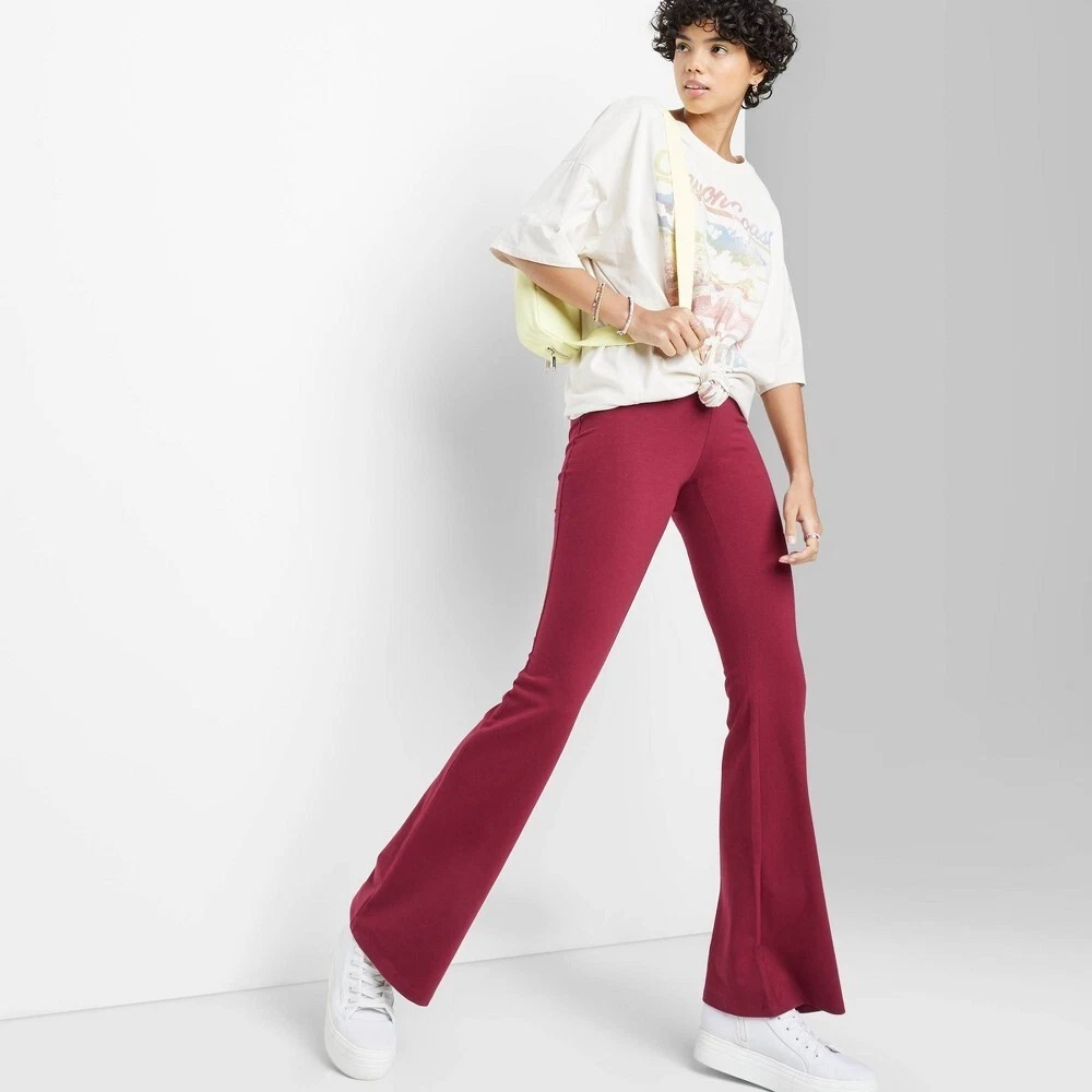 Women s High Waisted Flare Leggings Wild Fable Berry Red XL