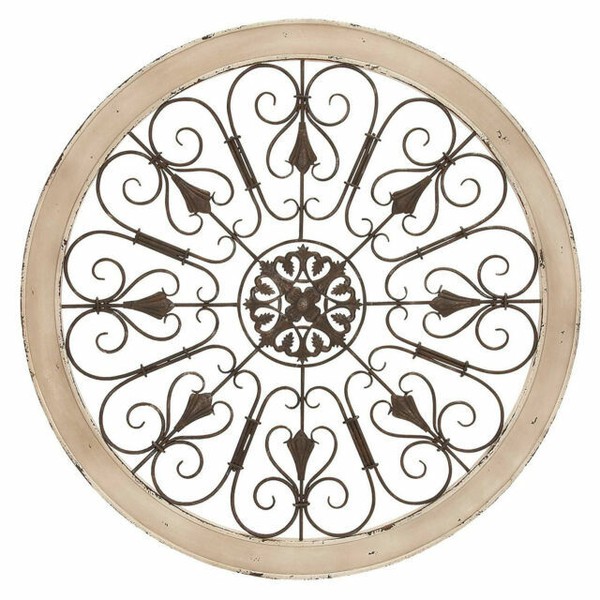Rustic Medallion Round Wall Art Sculpture Panel Distressed