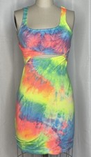 SHEIN WOMEN'S DRESS CREW NECK SLEEVELESS KEYHOLE TIE DYE SIZE SMALL