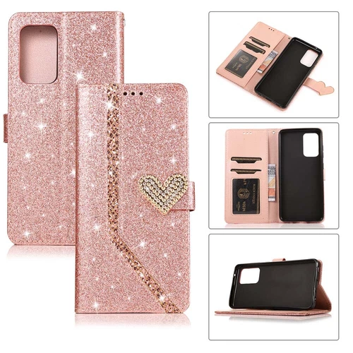 3D Glitzer Handyhülle Bling SchutzTasche Flip Book Leder Case Wallet Etui Cover - Bild 18 von 21
