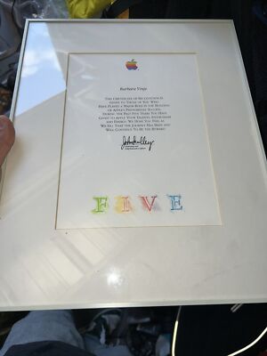 vintage Rare apple computer raibow five year Employee Award Certificate 80s