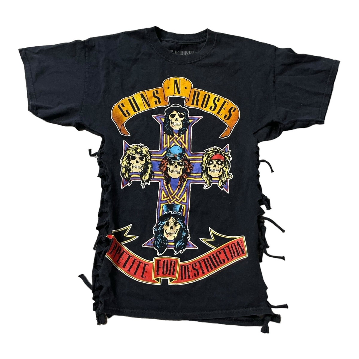 Guns N Roses Shirt Cut And Tied Sides Size Women's Large | eBay