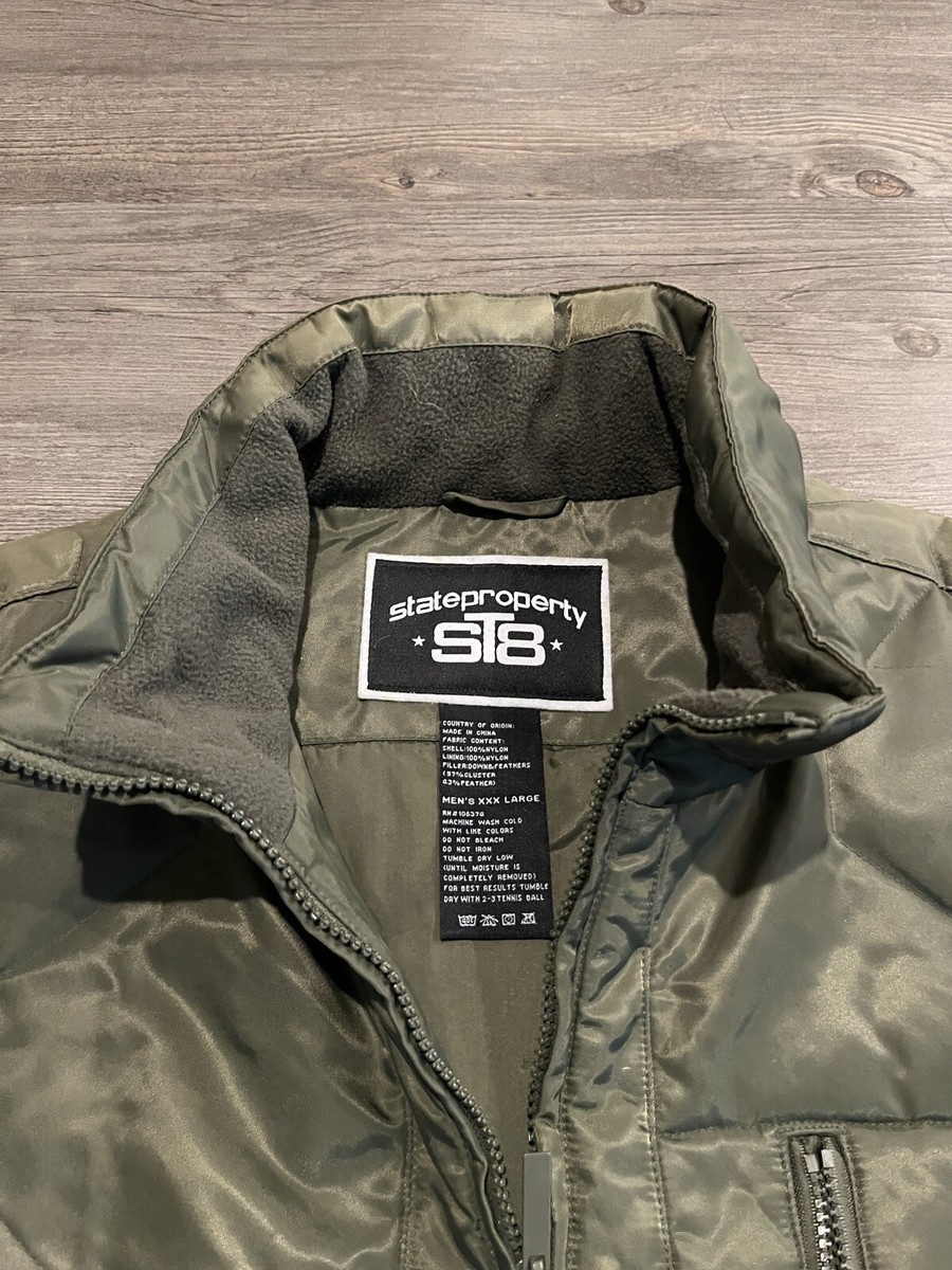 State Property Jacket Mens XXL Army Green Full Snap Outdoor Coat