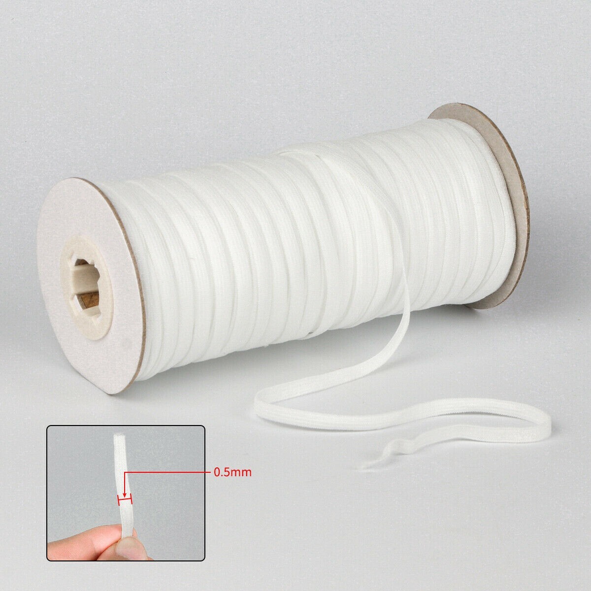 5mm 75 Yards White Flat Elastic Band for DIY Trousers Sewing Clothing 2pcs