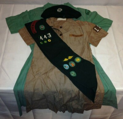 1950's - 60's GIRL SCOUT Vtg Uniform Lot Sash Hat Merit Badge Colorado Mile High