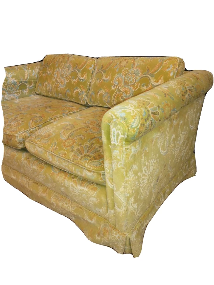 Sofá sofá vintage Love Seat verde claro con diseño floral cachemir Foto 4 de 4