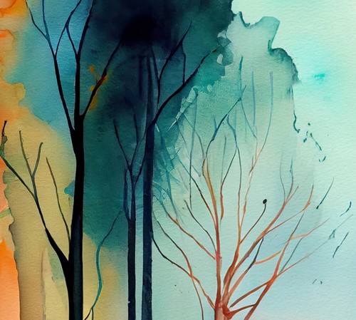 Mystic Forest Glow 5"x7" Print on Matte Paper | Dreamlike Woodland Watercolor - Picture 14 of 15