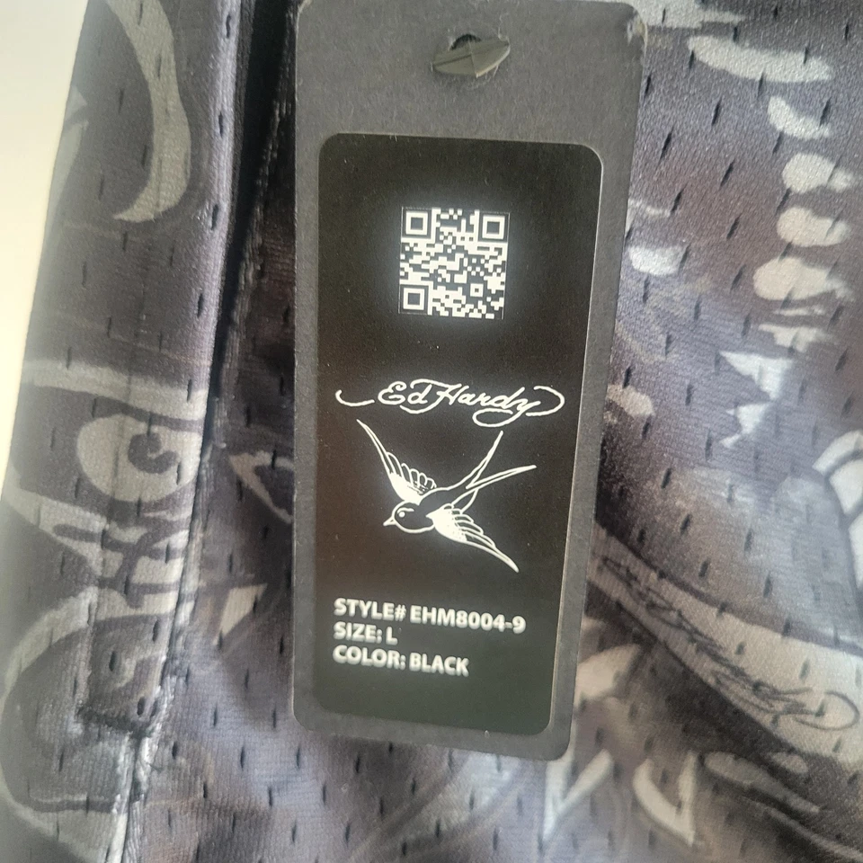 Ed Hardy Mens Black Panther Mesh Shorts Drawstring New Size L Streetwear - Image 3 of 4