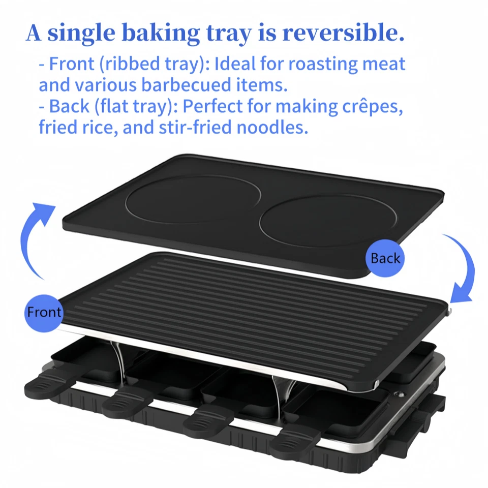 Electric Raclette Table Grill W/ Reversible Cast Aluminum Non-Stick Grill Plate - image 2 of 4