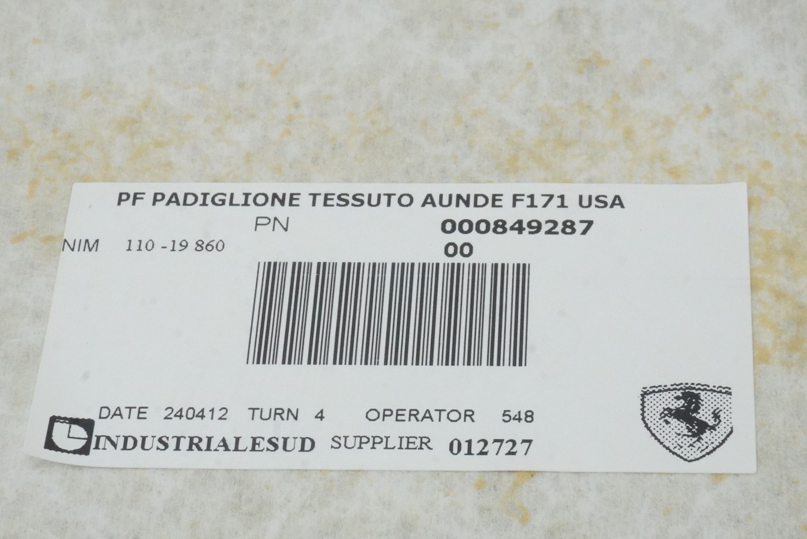 Roof Ceiling Headliner Trim Panel Cover 849287 Ferrari 296 GTB F171 2024 *Note*