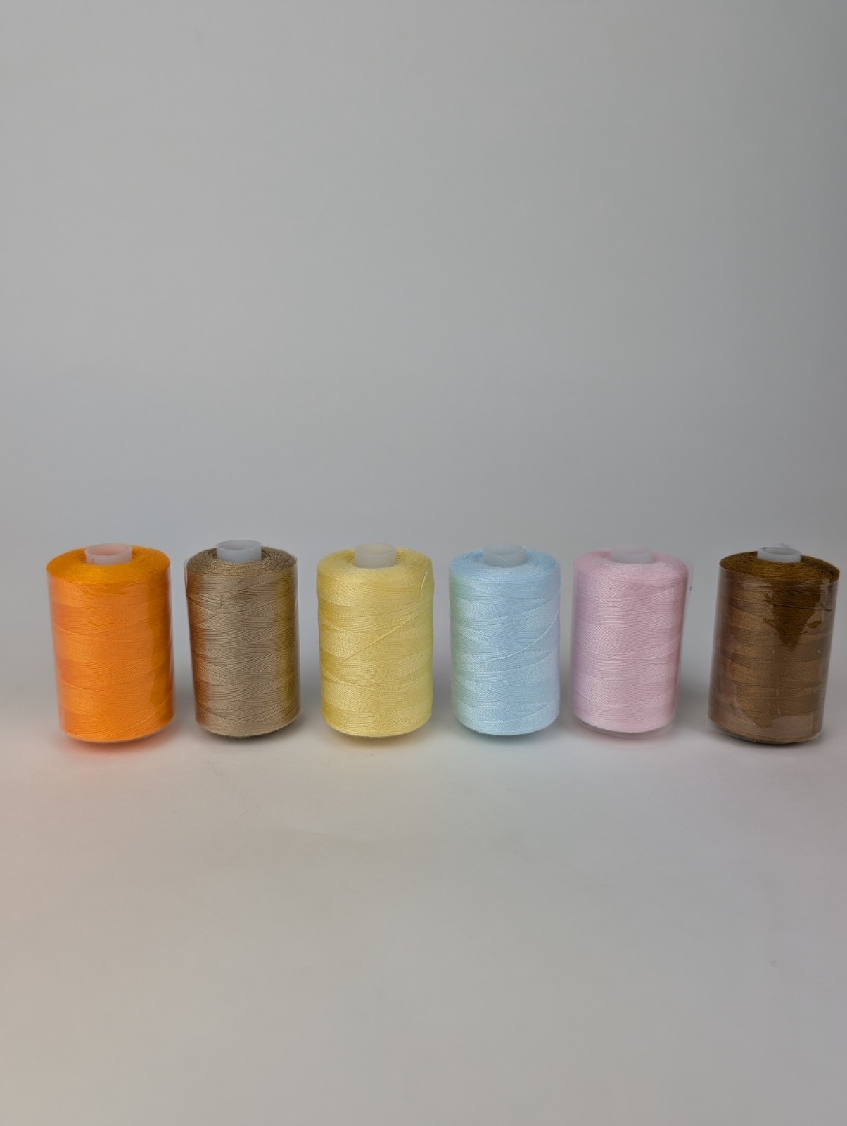 6 Big Spools 1000 Yards Each Multi Color Orange, Blue, Yellow, Browns, Pink