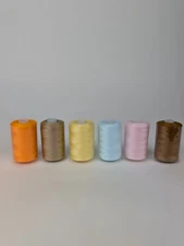6 Big Spools 1000 Yards Each Multi Color Orange, Blue, Yellow, Browns, Pink