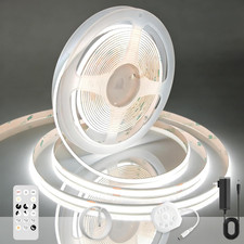 Motion Sensor COB LED Strip Lights with Remote, 24V 9.84Ft White Dimmable LED Li