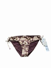 Roxy Brown Floral Bikini Bottom Surf New RRP £35 Size M 12 10 Hipster