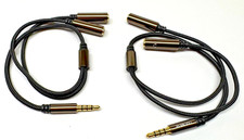  2 Headphone Mic Splitter - 3.5mm 2 TRS Female to 1 TRRS Male