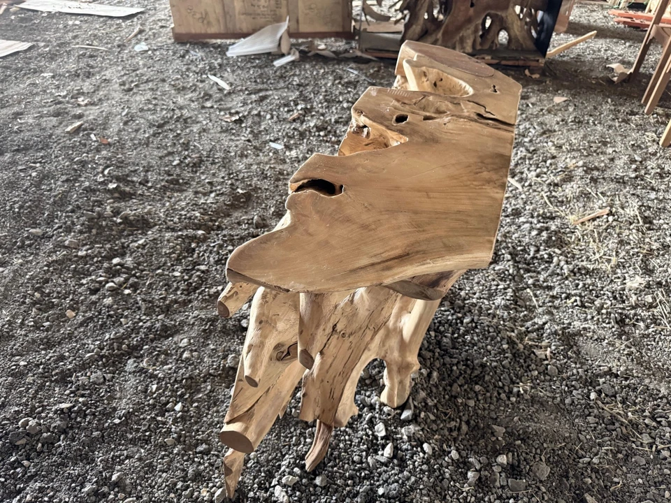 47 Inch Elegant Teak Natural Root Wood One-Of-a-Kind Console Table Decor - Image 4 of 4