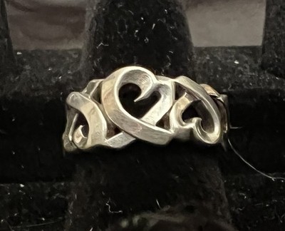 Tiffany & Co Paloma Picasso Sterling Silver 925 Triple Heart Band Ring Sz 7