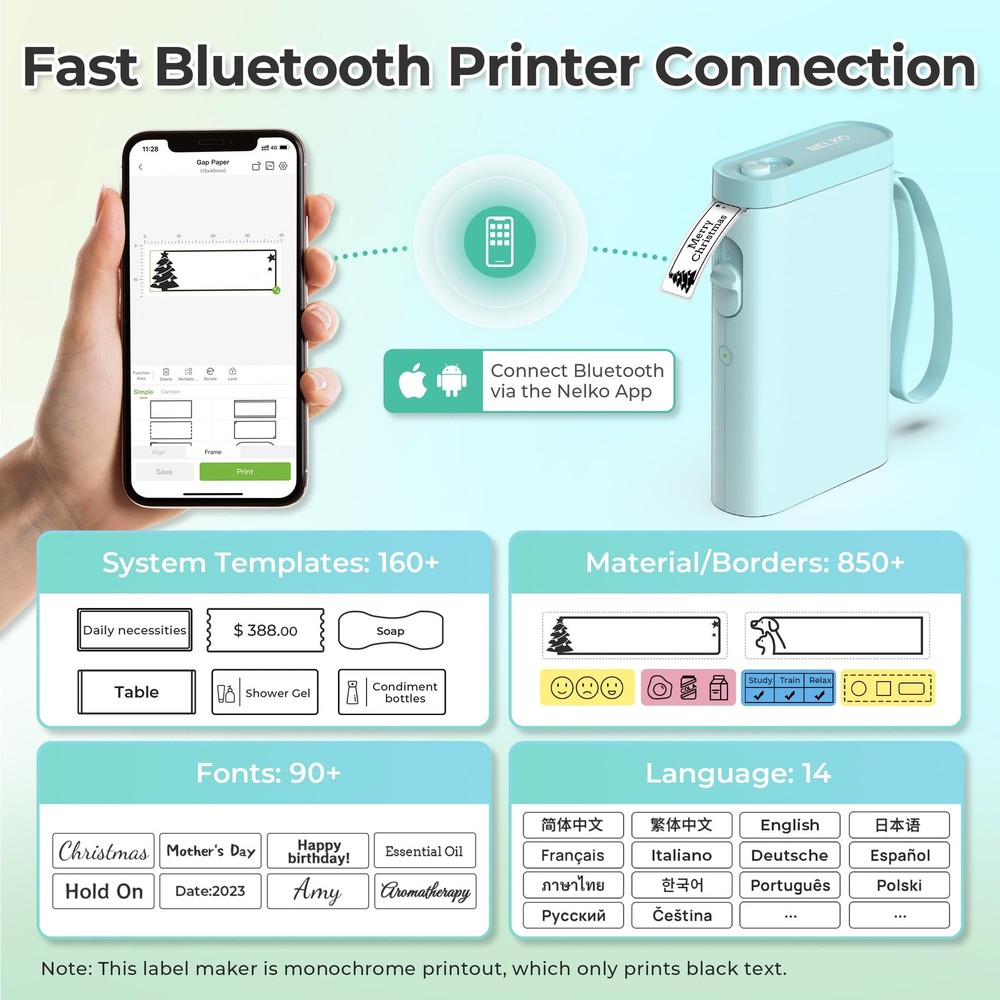 Bluetooth Label Maker P21 with Tape - Wireless Mini Portable Printer for Home & Office