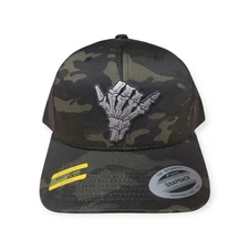 Classic Trucker Hat Shaka Jambo Hang Loose Multicam Black Engraved In USA 6606