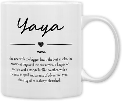 Yaya Definition Coffee Mug Cute Cup with Sweet Quote Birthday or Christmas Gift