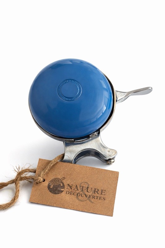 Blue Bicycle Bell w/ French Nature & Découvertes Tag Bike Handlebar Ding Bell