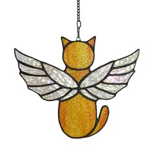 Angel Rainbow Wing Memorial Gifts - Stained Glass Cat Suncatcher, Loss of Cat...