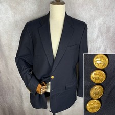 Brooks Brothers Blazer Jacket Men 42L Gold Button Loro Piana Sport Coat