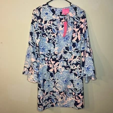 NWT -Lilly Pulitzer Dress-Kayla Stretch- Size 2- Navy Amore- Blue Floral