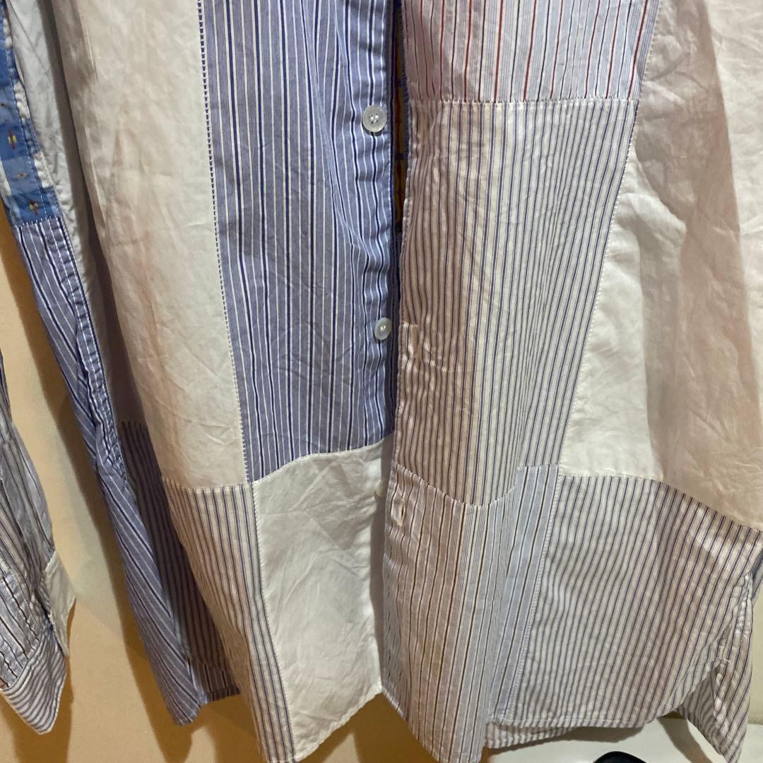 visvim Patchwork Long Sleeve Shirt Blue White Str… - image 5