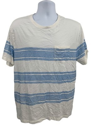 GAP Striped Pocket Tee T Shirt White Vintage Blue Watercolor Stripe Mens Size XL