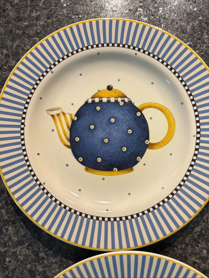 Sakura Debbie Mumm Teteras Almuerzo Ensalada Platos 8 1/8" Juego de 9 - Usado en Excelente Condición Amarillo Foto 4 de 4