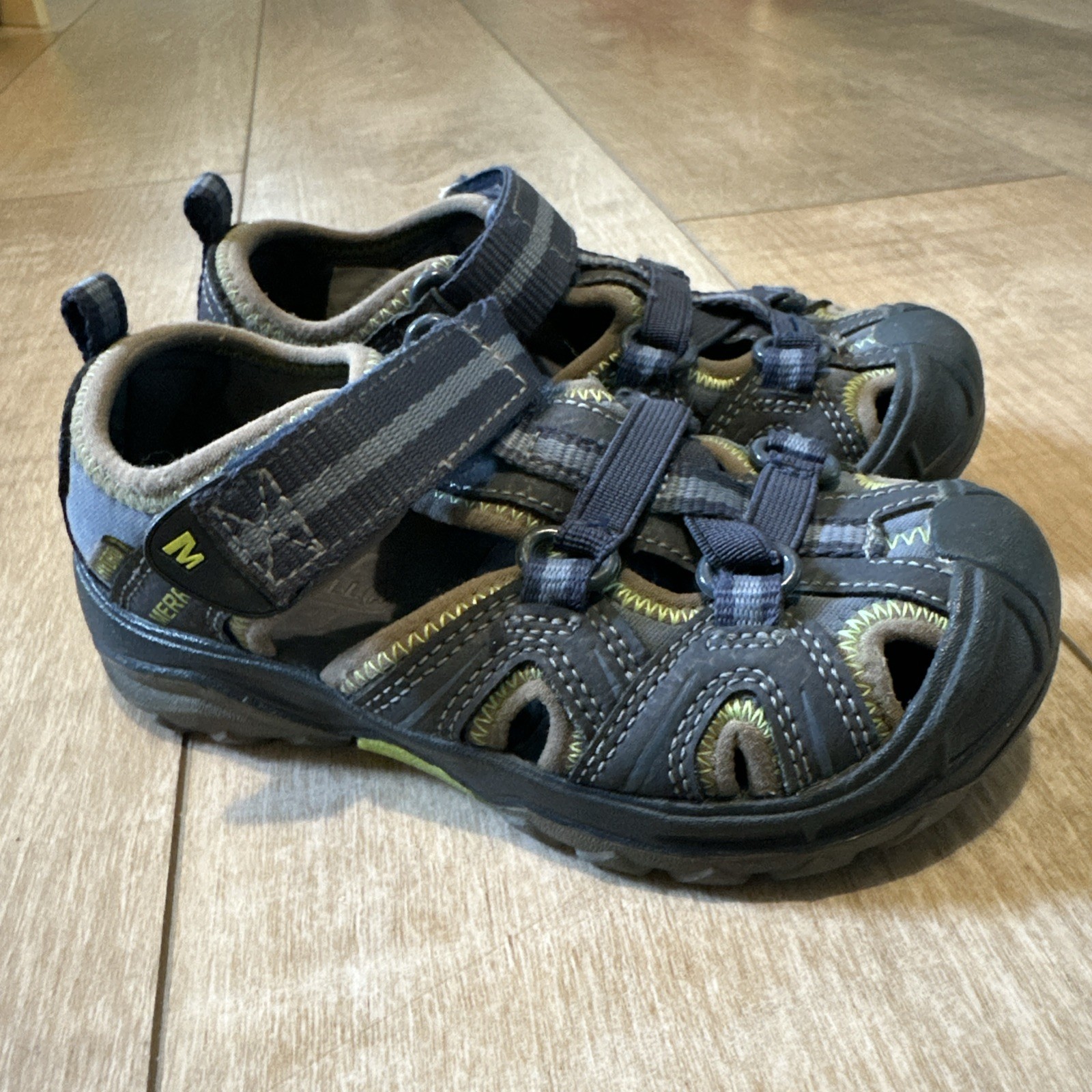 Merrell Scarpe Sandali Idro Escursionista Bambino Giovani MY53375 Taglia 10 Larghi Blu Verde