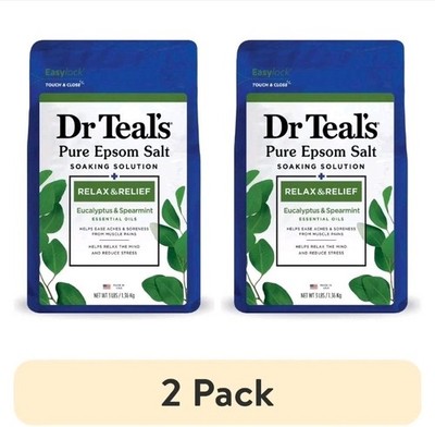 Dr Teal's Relax & Relief Epsom Salts Eucalyptus & Spearmint Oils 2 Pack 3 lb