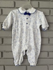 Vintage Carter s Polar Bear One Piece Sleeper Snap Collared Blue White Size 9M
