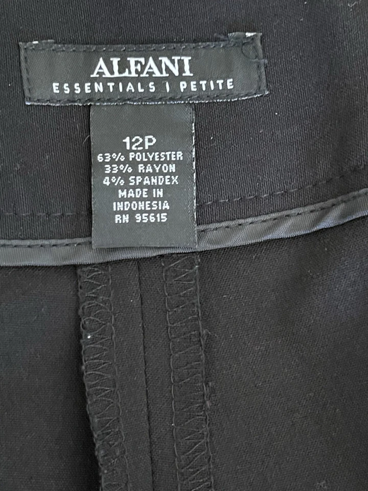 ALFANI ESSENTIALS Talla 12P Bermudas Tiro Medio Carrera Vestido Pantalones Cortos Banda Ancha Negro Foto 2 de 4