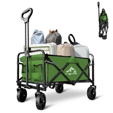 Foldable Wagon Cart, Collapsible Wagon Cart with Heavy Duty Wheels, 220Ibs Po...