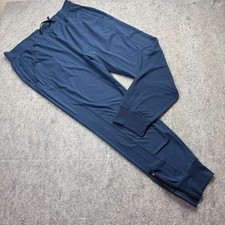Tommy John Lounge Jogger Pants Men XL Blue Drawstring Zip Pocket Anti-Microbial