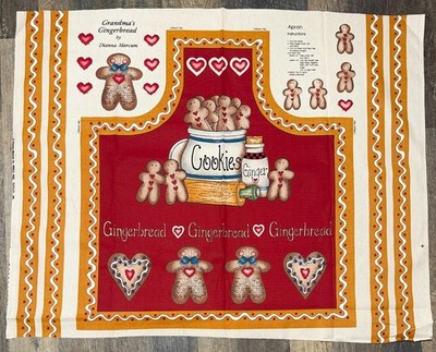 Vintage Dianna Marcum Grandma's Gingerbread Apron Panel Canvas Fabric 36'' x 44''