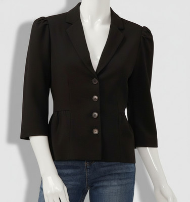 CeCe Women's Black 3/4-Sleeve Peplum Blazer Jacket Size 2