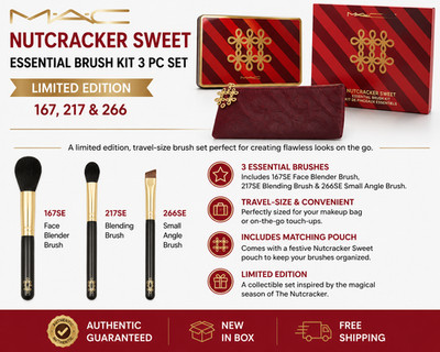MAC NUTCRACKER SWEET ESSENTIAL BRUSH KIT 3 PC SET Limited Edition 167, 217 &266