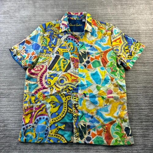 Robert Graham Shirt Mens Large Abstract Multicolor Classic Fit Silk Button Up - product listing photo
