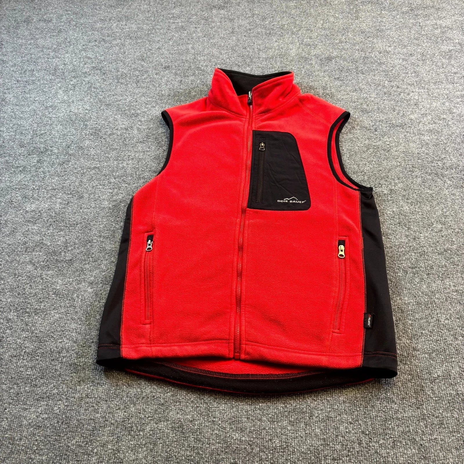 Eddie Bauer 365 Windcutter Fleece Vest Mens Small Red Black Full Zip Hiking