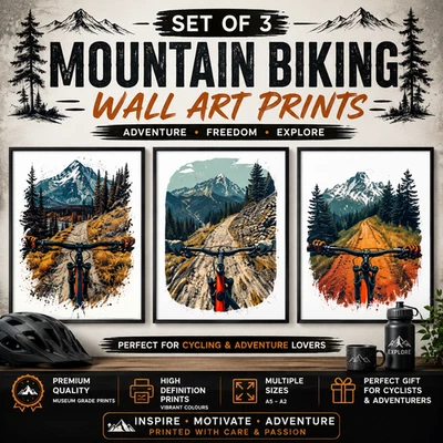Mountain Bike Wall Art Print – MTB Cycling Poster –Bicycle Artwork Gift for Men - Image 1 of 4