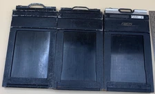 Type 5 Graphic Press 2 1/4 x 3 1/4'' Film Holders Fidelity Akon Graflex LOT OF 3