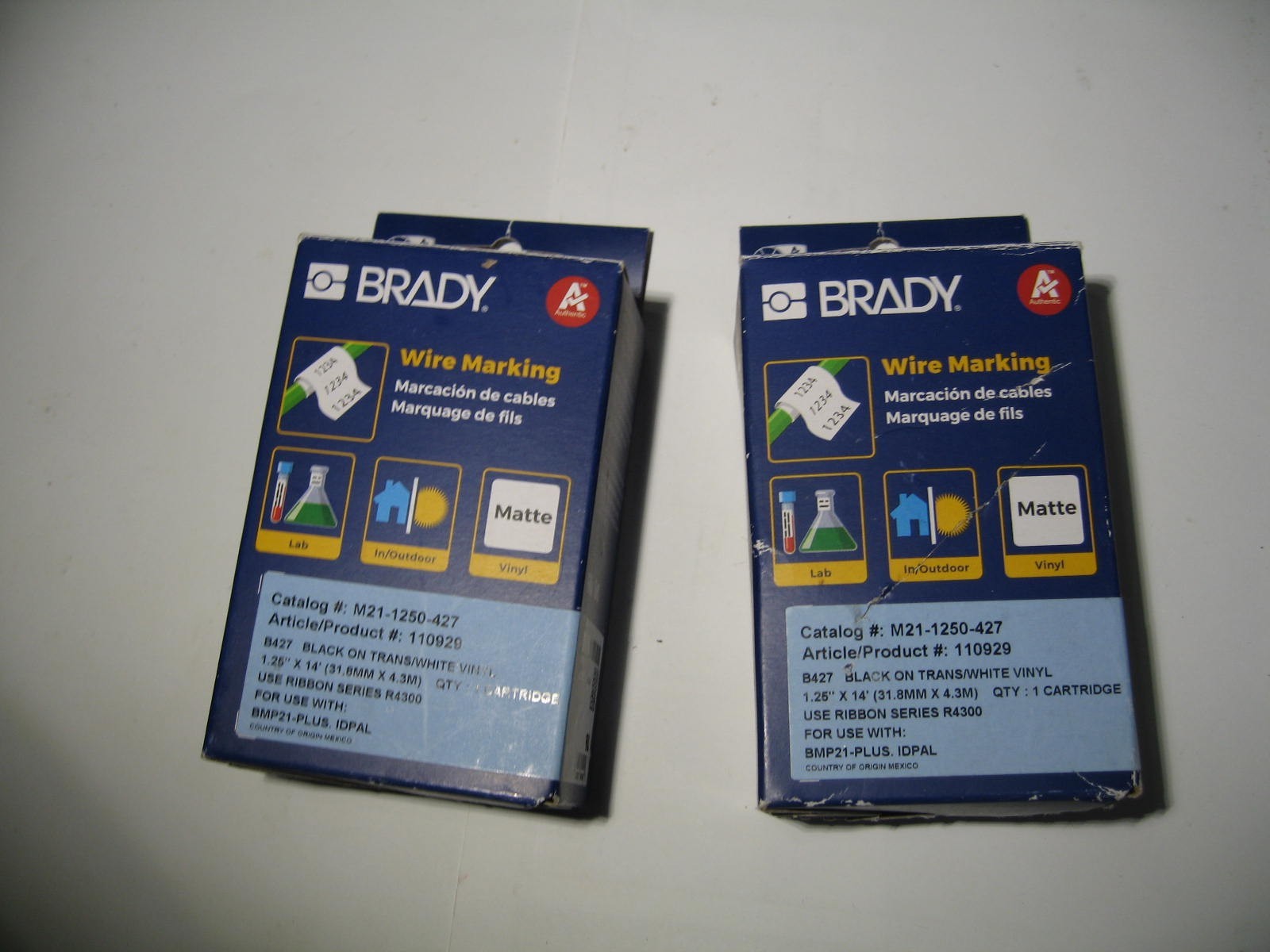 Lot Of 2 Genuine Brady Wire Marking 1.25" M21-1250-427 Cartridge New Sealed