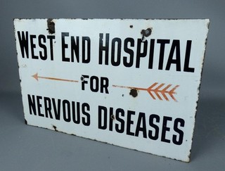 Vintage West End Hospital For Nervous Diseases Double Sided Enamel Sign c1920