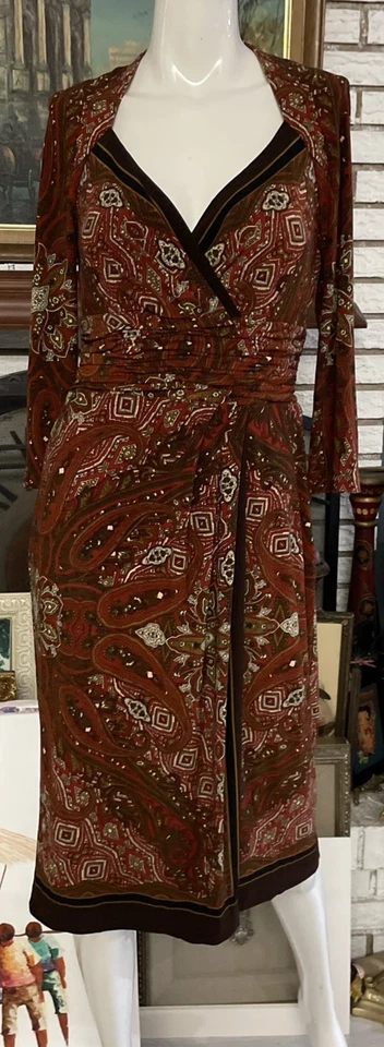 Ann Klein N Y V шеи искусственного надежном контрастная отделка платье размер 6 - Изображение 4 из 4